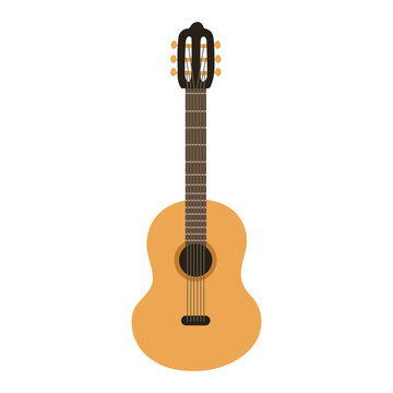 Classical guitar. Vector Illustration for printing, backgrounds, covers and packaging. Image can be used for greeting cards, posters, stickers and textile. Isolated on white background.