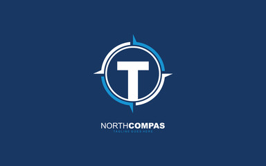 T logo compass for branding company. arrow template vector illustration for your brand.