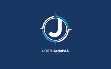 J logo compass for branding company. arrow template vector illustration for your brand.