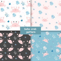 Seamless children's sea crab pattern. Vector illustration © Elena