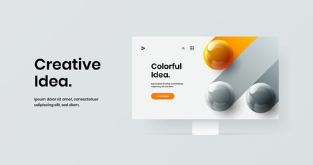 Vivid desktop mockup site concept. Isolated website design vector template.