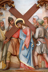 Naklejka premium Saint-Jacques le Majeur (St James's) church, Houdan. Station of the cross