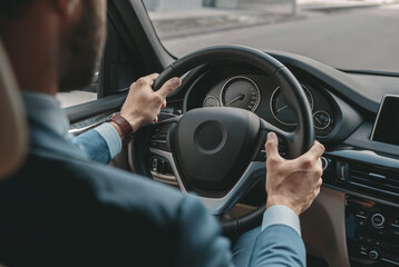 Unrecognized male going on a business journey