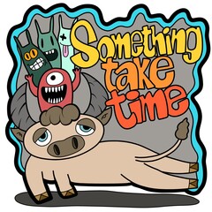 Hand-drawn illustrations, monsters doodle, Hand Drawn cartoon monster illustration,Cartoon crowd doodle hand-drawn Doodle style.