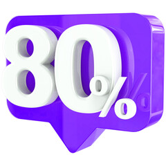Number 80 percent 3d render