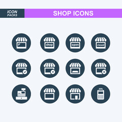 Shop or store icon set