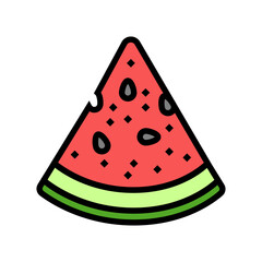 triangular slice watermelon color icon vector. triangular slice watermelon sign. isolated symbol illustration
