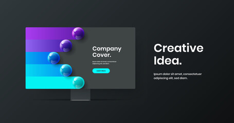 Premium website screen design vector concept. Minimalistic computer monitor mockup web banner template.
