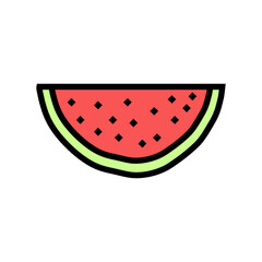 slice cut watermelon color icon vector. slice cut watermelon sign. isolated symbol illustration