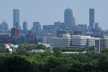 Obraz premium The skyline of Boston, MA, on a sunny day
