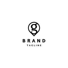 Letter G inside Pin Icon Logo Design. Hot Spot Icon With Letter G In It Logo Design.