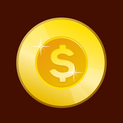 dollar gold coin vector illustration isolated on white background