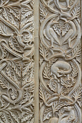 Santa Caterina d'Alessandria basilica, Galatina. Sculpture pattern around the door.