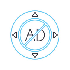 ad blocker line icon, outline symbol, vector illustration, concept sign