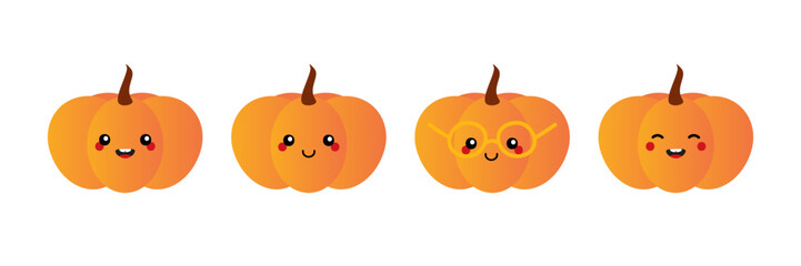Set, collection of cute cartoon style orange pumpkin characters for autumn, fall, harvest, thanksgiving design.
- 527830711