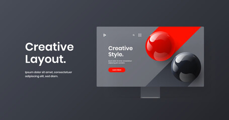 Clean computer monitor mockup web banner layout. Original site screen design vector concept.