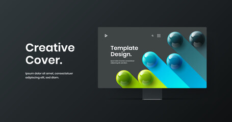Premium computer monitor mockup site layout. Original web banner design vector concept.