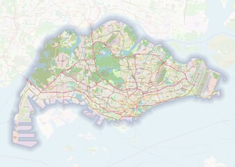 Singapore physical map with important rivers the capital and big cities