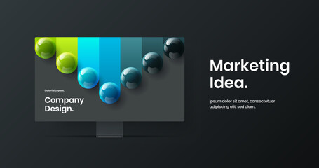 Colorful desktop mockup landing page concept. Vivid website screen design vector template.