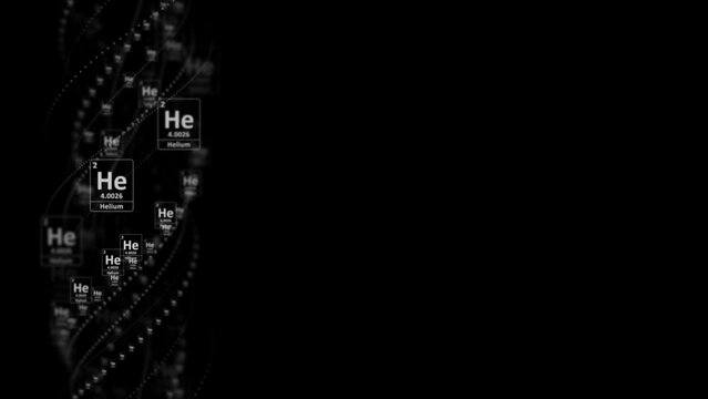 HELIUM Molecule Symbol, Chemistry Periodic Table, Animation, Background, Rendering, Loop
