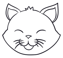 Kitten head with cute gesture for coloring, Vector illustration