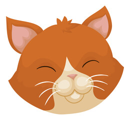 Cat head with orange fur and happy gesture, Vector illustration