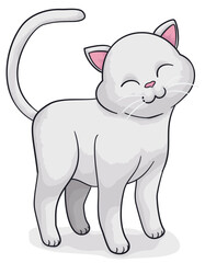 Isolated white cat with cute expression, Vector illustration
