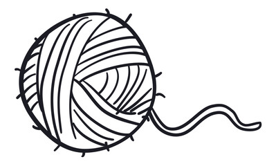 Ball of yarn in doodle style to coloring activities, Vector illustration