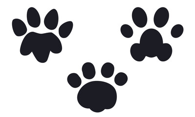 Set with three paws silhouettes, Vector illustration