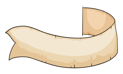 Long strip of scroll like a ribbon in cartoon style, Vector illustration