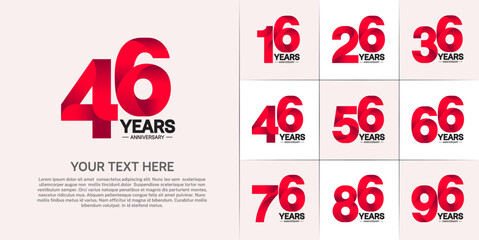 set of anniversary red color number for celebration event