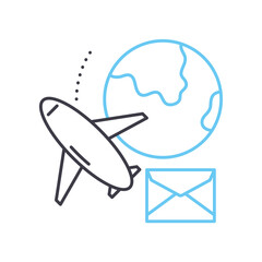air mail line icon, outline symbol, vector illustration, concept sign