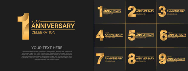 set of anniversary golden color number can be use for celebration event