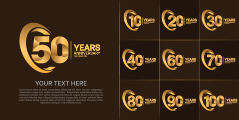 set of anniversary golden color number can be use for celebration event