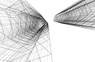 Modern architecture design 3d background vector illustration