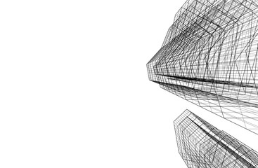 Linear architectural drawing vector illustration