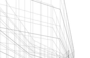 Linear architectural drawing vector illustration