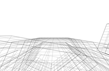 Linear architectural drawing vector illustration