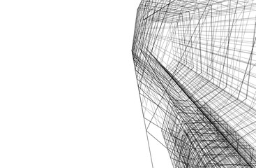 Linear architectural drawing vector illustration