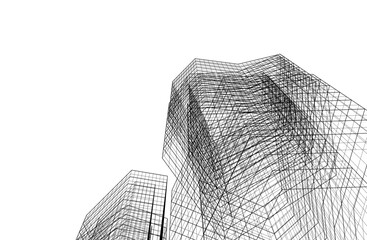 Linear architectural drawing vector illustration