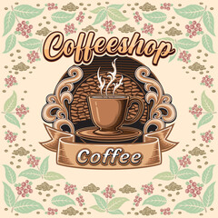 Logo and pattern for coffeeshop