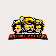 Future monkey wearing glasses and hat cartoon mascot logo design illustration vector