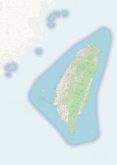 Taiwan physical map with important rivers the capital and big cities