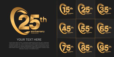 set of anniversary golden color number can be use for celebration event
