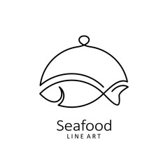 Seafood logo design in one line art