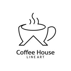 Coffee shop logo design line art