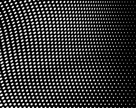 Abstract black and white halftone background. Chaotic texture of dots