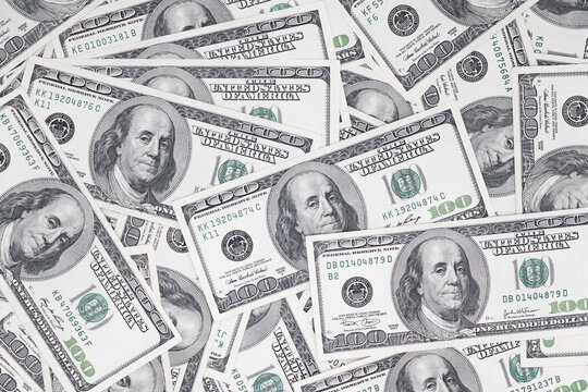 Lot of american dollars background texture, wallpaper. currency, money close up