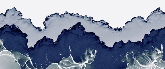 abstract fluid art painting with free copy space, alcohol ink, white canvas, smoke accent, contrast white, liquid design illustration , wallpaper background with random structure, original wall art	
