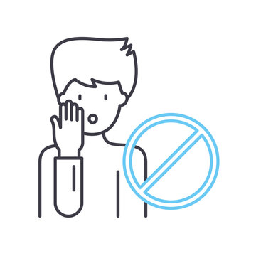 Avoid Touching Face Line Icon, Outline Symbol, Vector Illustration, Concept Sign